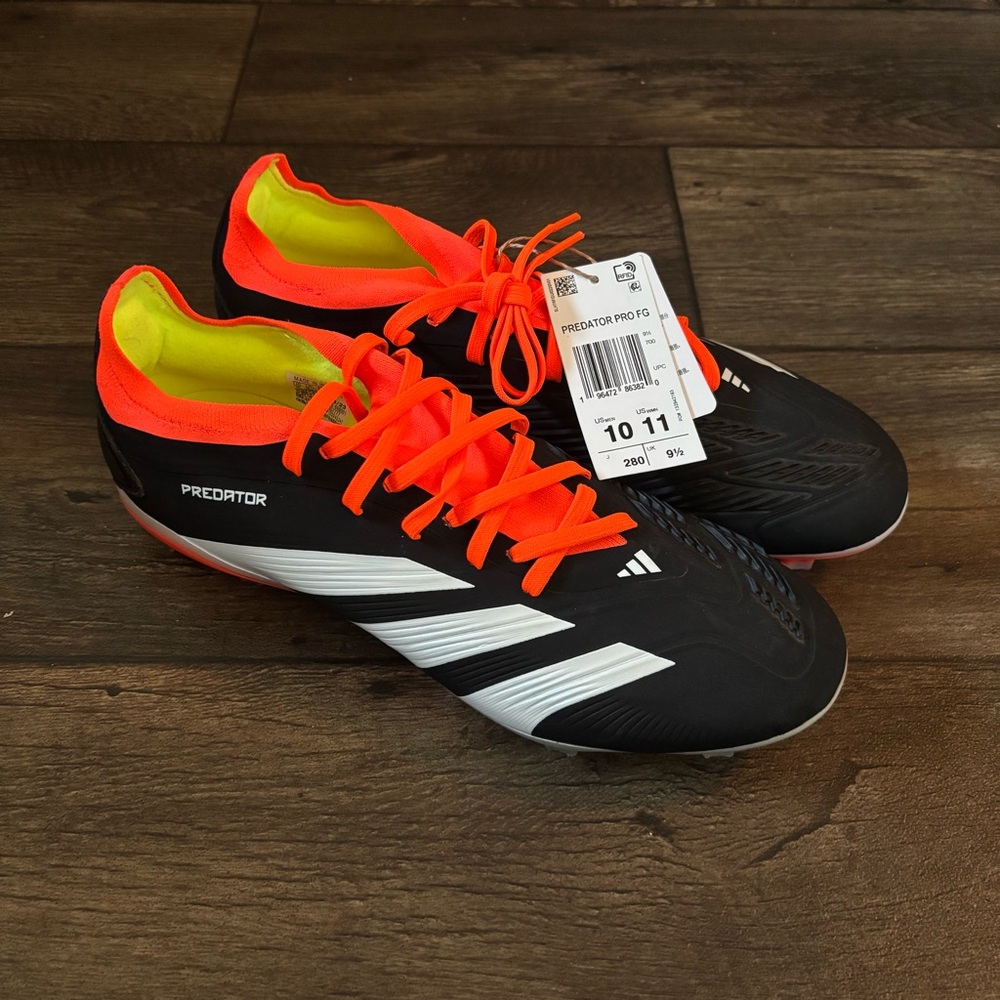 Adidas Men's Predator Pro FG Soccer Cleats Black Orange Size 10 NEW IG7777